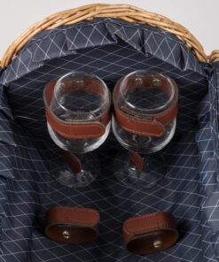 PICNIC TIME - Verona Wine & Cheese Picnic Basket - Wicker Wine Tote - Wine Basket with Picnic Set, (Adeline Collection - Deep Purple with Coral Pattern) Adeline Collection 18 91Zz77dygHL