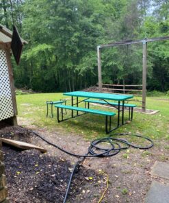 Norwood Commercial Furniture Blow- Molded Plastic Picnic Table, Green/Black, NOR-PTBM7260-6-10, 72"D x 57"W x 30"H 1-(Pack) 43 91a aKY0CTL