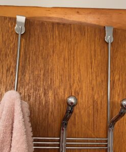 iDesign York Lyra Steel Over-The-Door 6-Hook Storage Rack - 8.38" x 5.25" x 11", Chrome 29 91a20vijQL