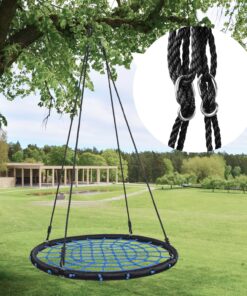HYCLAT Saucer Tree Swing - 40”Spider Web Tree Swing Net Swing Platform Rope Round Swing 70" Detachable Nylon Rope Swivel, Max 600 Lbs Capacity, Extra Safe and Durable for Kids 15 91a2Gv64RL
