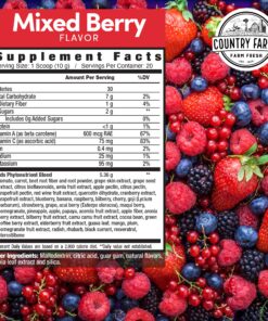 COUNTRY FARMS Super Reds, Energizing Polyphenol Superfood, 48 Super Fruits and Berries, Powerful Antioxidants and Polyphenols, Supports Energy, 20 Servings, Mixed Berry Flavor 7.1 Ounce (Pack of 1) 21 91a34nCowjL