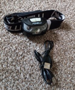 Foxelli Rechargeable Headlamp Flashlight - Super Bright LED Head Lamp for Running, Camping, Hiking & Work, Lightweight Comfortable Head Light for Adults and Kids Black 29 91a7etgVBL