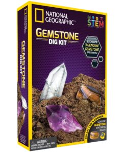 NATIONAL GEOGRAPHIC Gemstone Dig Kit – Excavate 3 real gems including Amethyst, Tiger’s Eye & Rose Quartz - Great STEM Science gift for Mineralogy and Geology enthusiasts of any age Gem Dig 17 91aB42X K6L 3