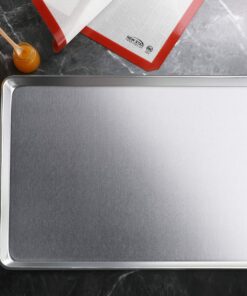 New Star Foodservice 36930 Commercial-Grade 18-Gauge Aluminum Sheet Pan/Bun Pan, 18" L x 26" W x 1" H (Full Size) Pack of 12 | Measure Oven (Recommended) 12 91aJ dW1wL