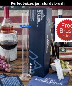 Glass Hydrometer Test Tube Jar & Cylinder Brush - Narrow Flask for Alcohol by Volume Test - Moonshine, Homebrew Beer, Home Wine Making Kits, Borosilicate Glass 3.3 8 91aJRpF nyL