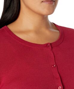 Amazon Essentials Women's Lightweight Crewneck Cardigan Sweater (Available in Plus Size) X-Large Red 12 91aMKMMFXZL