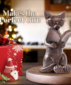 Alternative view of Young's Inc. Cat Figurine - Cute Cat Statue - Whimsical Cat Decor for Cat Lovers - Cat Collectibles and Meditation Decor - Cat with Eye Glasses - 4'' L X 3'' W X 5'' H Sitting Up