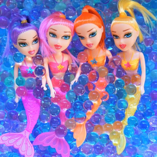 Dew Drops Ocean Water Beads Mermaid Lagoon Tactile Sensory Toys Bin Kit - 4 Mermaid Toy Dolls