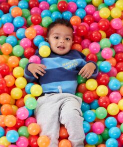 Amazon Basics BPA Free Crush-Proof Plastic Pit Ball with Storage Bag, Toddlers Kids 12+ Months, Pack of 400 Balls, 6 Bright Colors 26 91aTAKw7g L