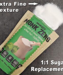 Monk Zero - Monk Fruit Sweetener, Non-Glycemic, Keto Approved, Zero Calories, 1:1 Sugar Substitute (Granular, 16oz) Granular 1.00 Pound (Pack of 1) 14 91aWUNvVDJL