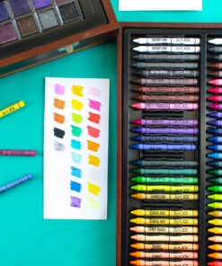 Art 101 Doodle and Color 142 Pc Art Set in a Wood Carrying Case, Includes 24 Premium Colored Pencils, A variety of coloring and painting mediums: crayons, oil pastels, watercolors; Portable Art Studio Multicolor 24 91adQzba5L