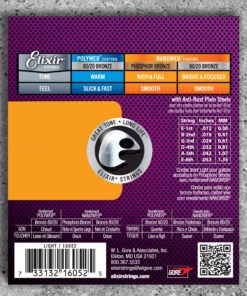 Alternative view of Elixir Strings - Acoustic Phosphor Bronze with NANOWEB Coating - Elixir Acoustic Guitar Strings - Light (.012-.053) Light (.012-.053)