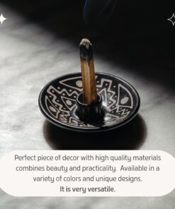 Luna Sundara Authentic Peru Pottery Palo Santo Stick Holder and Incense Holder Includes 5 Palo Santo Sticks Handmade Ceramic Smudge Bowl Sage Holder Palo Santo Holder (Black and White) Black and White 28 91ak6ThmNWL