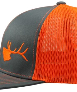 LINDO Trucker Hat - Bugling Elk One Size Graphite/Orange 5 91akJzQt0iL