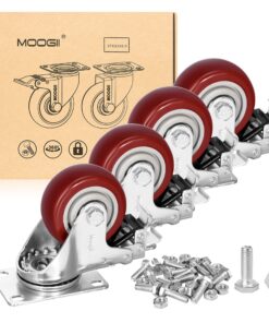 3 inch Heavy Duty Casters Load 1500lbs,Lockable Bearing Caster Wheels with Brakes,Swivel Casters for Furniture and Workbench,Set of 4 (Free screws) 28 91alTWu3ZKL