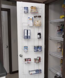 Lavish Home (White) 6-Tier Adjustable Kitchen Door Rack for Pantry Organization and Storage Shelving, (L) 19” x (W) 5” x (H) 56-64 32 91alcWLPqTL
