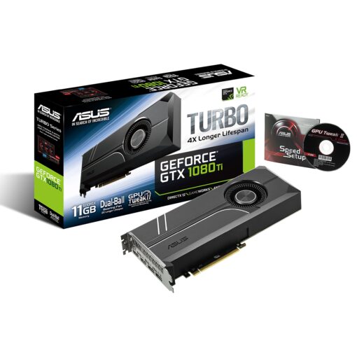 ASUS GeForce GTX 1080 TI 11GB Turbo Edition VR Ready 5K HD Gaming HDMI DisplayPort PC GDDR5X Graphics Card TURBO-GTX1080TI-11G Base Clock 1480 MHz