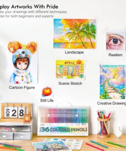 Shuttle Art 136 Coloured Pencils , Soft Core Colouring Pencils Set for Adult Colouring Books, Doodling, Sketching, Drawing, Art Supplies 136 colour 37 91aqSXuFljL