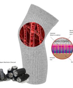SENIOR ICARE Knee Warmers, Elastic Cotton Knee Sleeves - For Women, Men, Circulation Improvement and Joint Pain Relief for Arthritis Knees, Knitted Binchotan Charcoal Yarn, One Pair, Made in Japan 17 91atcUAoxnL