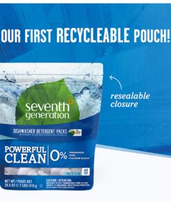 Seventh Generation Dishwasher Detergent Packs, Free & Clear, 45 count 1.78 Pound (Pack of 1) 14 91azliWI3tL