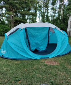 Coleman Pop-Up Camping Tent with Instant Setup, 2/4 Person Tent Sets Up in 10 Seconds, Includes Pre-Assembled Poles, Adjustable Rainfly, and Taped Floor Seams 4 Person Blue 16 91b9 1EuucL