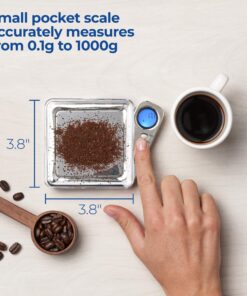 AMERICAN WEIGH SCALES Blade Series Digital Precision Pocket Weight Scale with Silicone Mat, Chrome, 1000g x 0.1g (BL-1KG-CH-SE) BL-1KG-Chrome with silicone Mat 9 91bFbr5TQNL