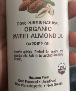 PURA D'OR 16 Oz Organic Sweet Almond Oil - 100% Pure & Natural USDA Certified Cold Pressed Carrier Oil - Hexane Free - Facial Polish, Full Body, Massages, DIY Base, For Face Skin & Hair, Men & Women 36 91bI aVexHL