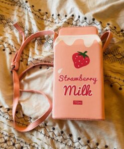 LUI SUI Fruits Banana Strawberry Milk Box Cross Body Purse Bag Women Phone Wallet Shoulder Bags Pink 67 91bMo7HfBCL