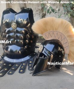 NauticalMart Greek Corinthian Helmet with Muscle Armor in Black Antique (Big Size) 6 91bUuOBwNyL