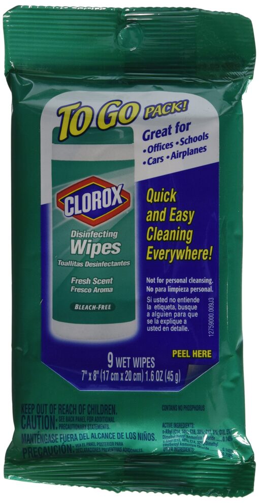 Clorox Disinfecting Wipes, Fresh Scent, to Go Pack!, 9 ct. (6 Pack) 9 Count (Pack of 6)