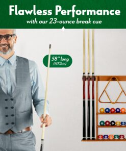 ISZY Billiards Short Pool Cue Stick – Hardwood Canadian Maple Pool Sticks for Billiard Table Sports Black 58 inch 15 91bWof0t74L