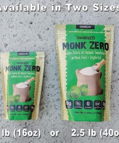 Monk Zero - Monk Fruit Sweetener, Non-Glycemic, Keto Approved, Zero Calories, 1:1 Sugar Substitute (Granular, 16oz) Granular 1.00 Pound (Pack of 1) 13 91bZ6nxyQdL