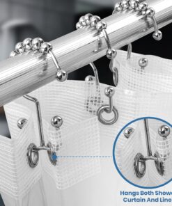 Utopia Bedding Shower Curtain Hooks Rings, Rust-Resistant Metal Double Roller Glide Shower Hooks for Bathroom Shower Rods Curtains, Set of 12 - Chrome 24 91bcWVQ2AL