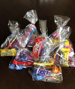 200 Poly Treat Bags 5x7 with 4" Twist Ties Assorted Colors - 1.4mils Thickness OPP Plastic Bags of Candy Cookie Treat (5'' x 7'') 5'' x 7'' 23 91bflZ LmL