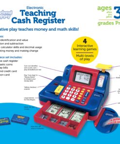 Learning Resources Pretend & Play Teaching Cash Register, 73 Piece Set, Ages 3+, Talking Register, Counting Activities, Money Management, for Kids 20 91bh8gLqFPL 1