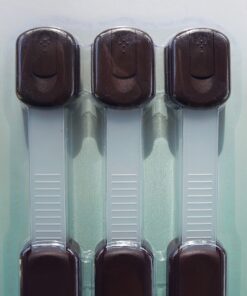 Baby Safety Locks | Child Proof Cabinets, Drawers, Appliances, Toilet Seat, Fridge and Oven | Tools Not Required | Uses 3M Adhesive with Adjustable Strap and Latch System (6-Pack, Brown) 32 91bhImuZOmL