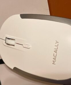 Macally Silent Wired Mouse - Slim & Compact USB Mouse for Apple Mac or Windows PC Laptop/Desktop - Designed with Optical Sensor & DPI Switch - Simple & Comfortable Wired Computer Mouse (White) White with Silver Trim 43 91bq8t8cyUL