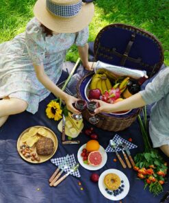 Unique Willow Picnic Basket for 2 Persons, Natural Wicker Picnic Hamper with Service Set and Insulated Cooler Bag - Best Gifts for Father Mother Shabby Chic 16 91bsbHQ9NIL