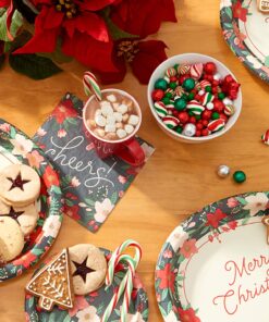 American Greetings 36-Count 13.5 in. Paper Dinner Plates, Winter Floral Christmas Party Supplies Christmas Platter 11 91btNjBRMQL