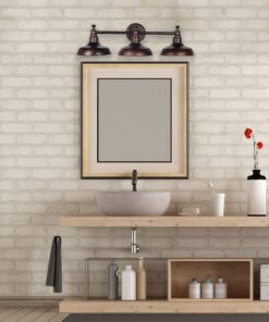 Design House 520320 Kimball Industrial Farmhouse 3-Light Indoor Bathroom Vanity Light with Metal Shades for Over the Mirror, Coffee Bronze 31 91c2LFKgnIL