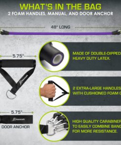 Alternative view of ProsourceFit Premium Heavy Duty Double Dipped Latex Stackable Resistance Band with Door Anchor and Exercise Chart Assorted - 20 LB to 50 LB Resistance Level