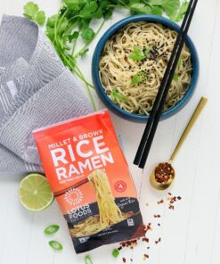 Lotus Foods Bulk Food Organic Millet & Brown Rice Ramen Noodles with Red Miso Soup, Gluten-Free Easy to Cook & Healthy Japanese Noodles with Instant Gourmet Broth, 2.8 Oz (Pack of 10) 2.8 Ounce (Pack of 10) 24 91cQNFqTL