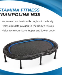 Alternative view of Stamina Fitness Trampoline - Exercise Trampoline with Smart Workout App - Indoor Trampoline Fitness Rebounder 45-Black/Blue One Size