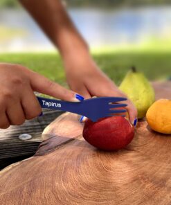 Tapirus 4 Blue Spork to Go Set - Durable and BPA Free Sporks - Spoon, Fork and Knife Combo Utensils Flatware - Mess Kit for Camping, Hunting and Outdoor Activities - Comes in a Carrying Case (Blue) 19 91cXCTgTwL