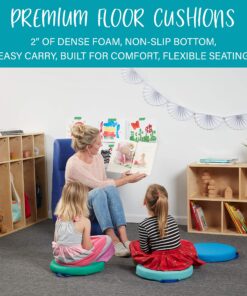 Factory Direct Partners 11232-CT SoftScape 15" Round Floor Cushions with Handles, 2" Thick Deluxe Foam (6-Piece) - Contemporary Multicolor 14 91cXJgCMsTL