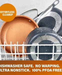 Gotham Steel Nonstick Square Deep Frying Pan, 9.5” Large Cooking Pan with Ceramic Nonstick Coating, 4 Pc Titanium Ceramic with Lid, Basket & Steamer Tray, Dishwasher Safe 33 91cXqdhYbVL