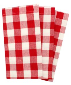 Alternative view of COTTON CRAFT 12 Pack Gingham Checks Oversized Dinner Napkins - Red - Size 20x20-100% Cotton - Tailored with Mitered Corners and a Generous Hem - Easy Care Machine wash Red White
