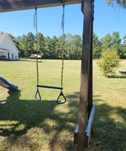 Jungle Gym Kingdom Swing Sets for Backyard, Monkey Bars & Swingset Accessories - Set Includes 18" Trapeze Swing Bar & 48" Heavy Duty Chain with Locking Carabiners - Outdoor Play Equipment (Blue) Blue 21 91cban4lwKL 4