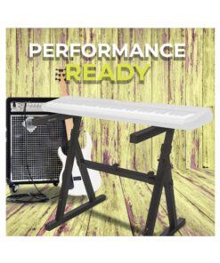 Knox Gear Heavy Duty Z-Style Keyboard Stand - Sturdy Height & Width Adjustable Keyboard Stand - Professional Digital Keyboard Piano Stand or Synth Stand - Piano Keyboard Stand 88 Key or Smaller 26 91chAEGpufL