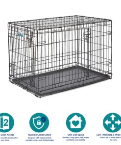 MidWest Homes for Pets Newly Enhanced  Double Door iCrate Dog Crate, Includes Leak-Proof Pan, Floor Protecting Feet, Divider Panel & New Patented Features 36 inch (Pack of 1) 26 91cnKnOFzuL 1